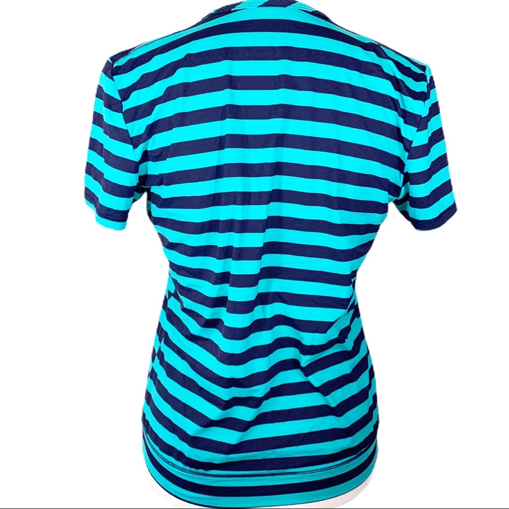 🎀 Teal /Blue Stripe Short Sleeve Active Top - Picture 6 of 9